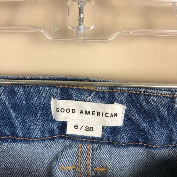 Good American 6/28 Good Boy High Rise Wide Release Hem Indigo - Picture 5 of 10
